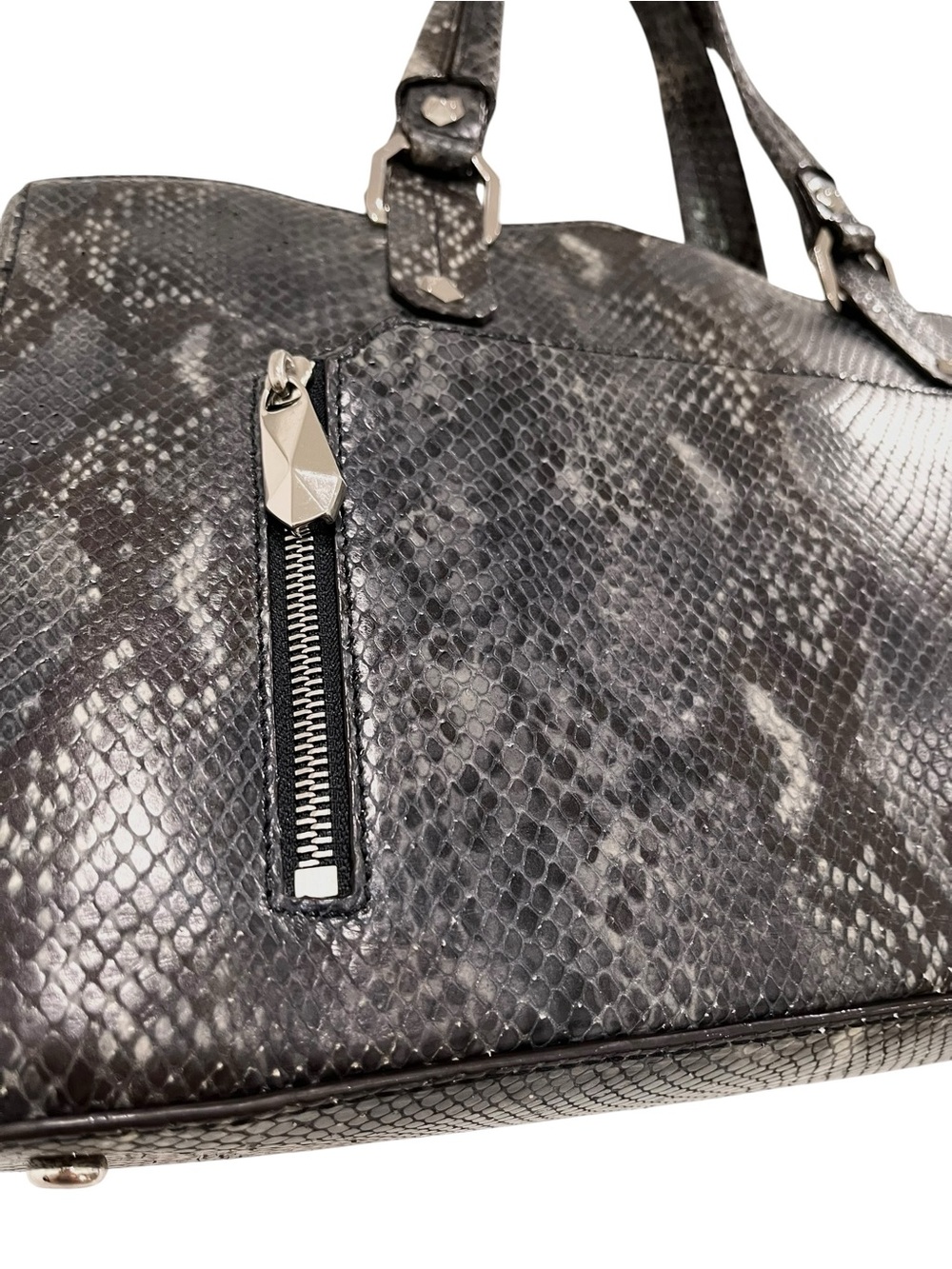 Henri Bendel Extra Large Grey Snakeprint Satchel NWOT - Picture 2 of 15